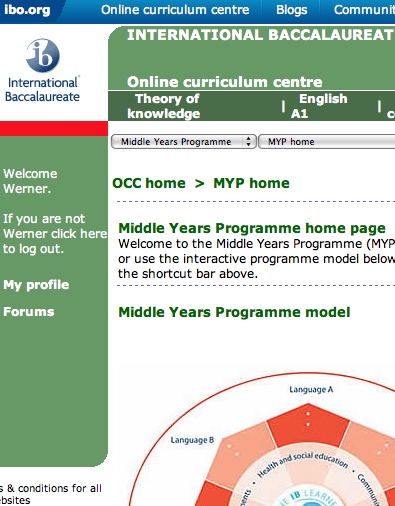 Online Curriculum Centre MYP home page